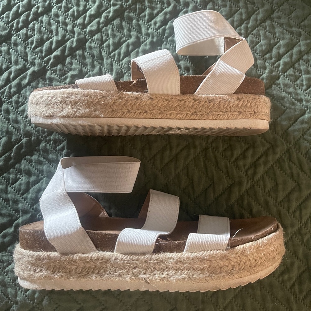 White platform sandals heels size 7 espadrilles
